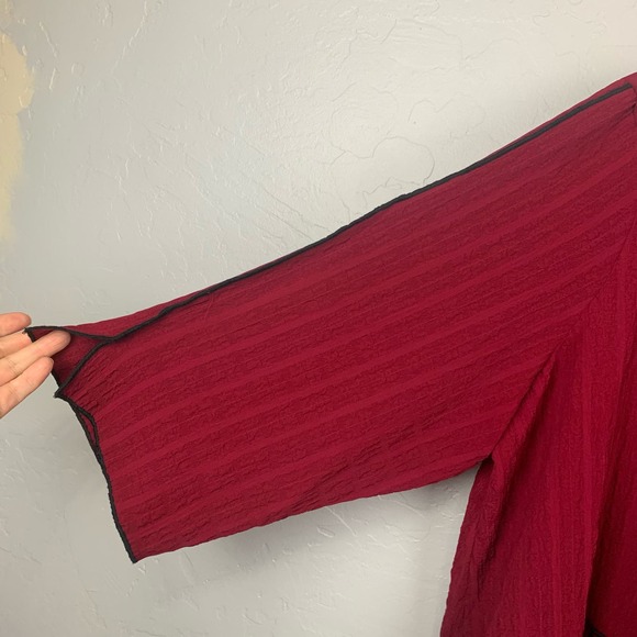 Ali Miles 3/4 Sleeve Tunic Top Size 2x Red Button Front Blouse Artsy Flowy - Picture 4 of 10